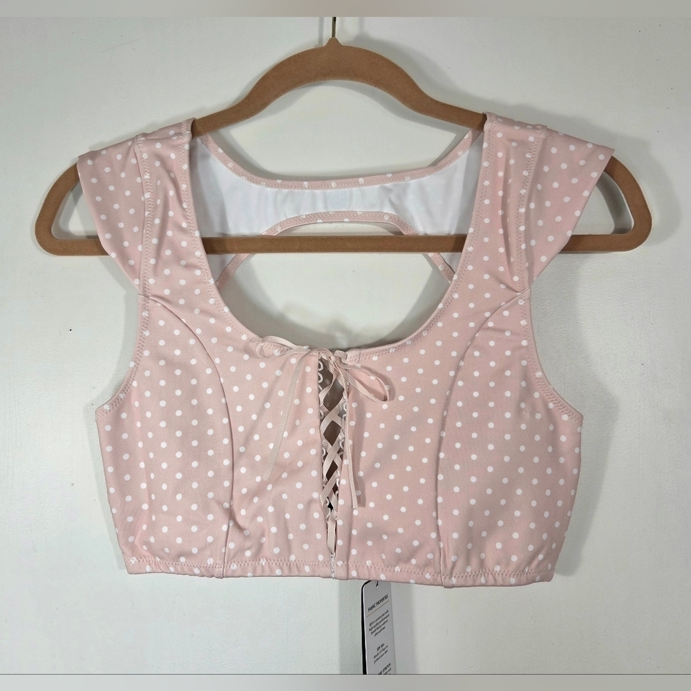 RARE BEACH BUNNY BFIT HAZEL POLKA DOT TOP.